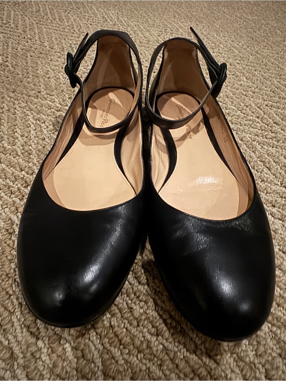 Gianvito Rossi Black Leather Ankle-Strap Ballet Flats Size 38
